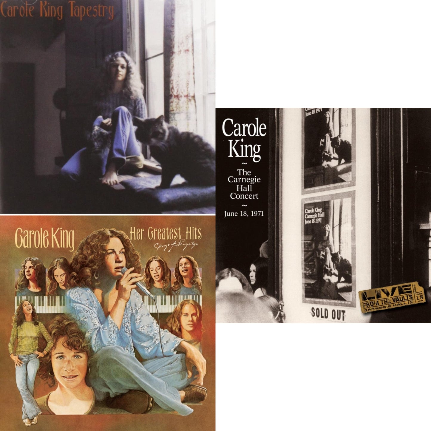 Carole King - Tapestry & Her Greatest Hits: Songs Of Long Ago & Carnegie Hall Concert June 18 1971 - CD Bundle