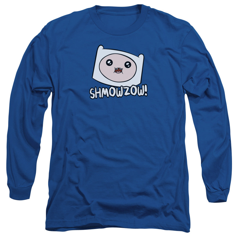 Adventure Time Shmowzow Mens Long Sleeve Shirt Royal Blue Officially Licensed