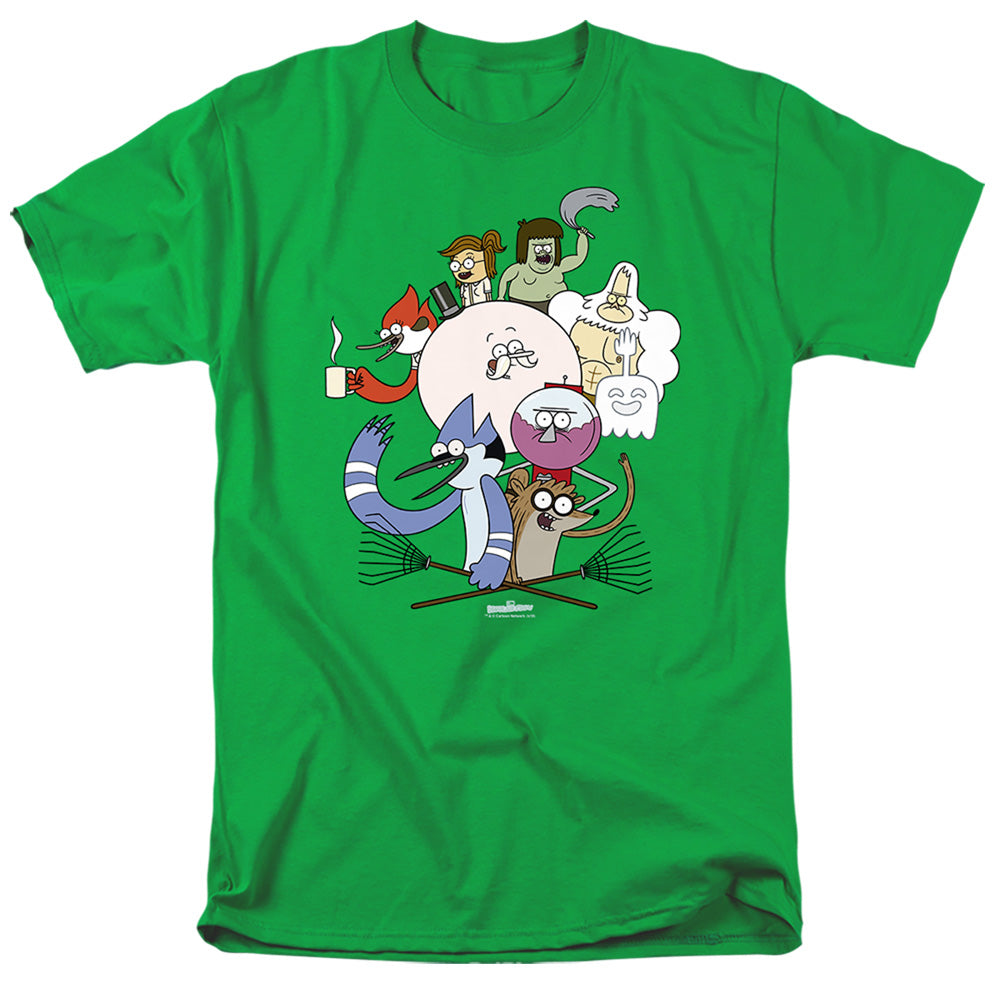 Regular Show Regular Cast Mens T Shirt Kelly Green Officially Licensed