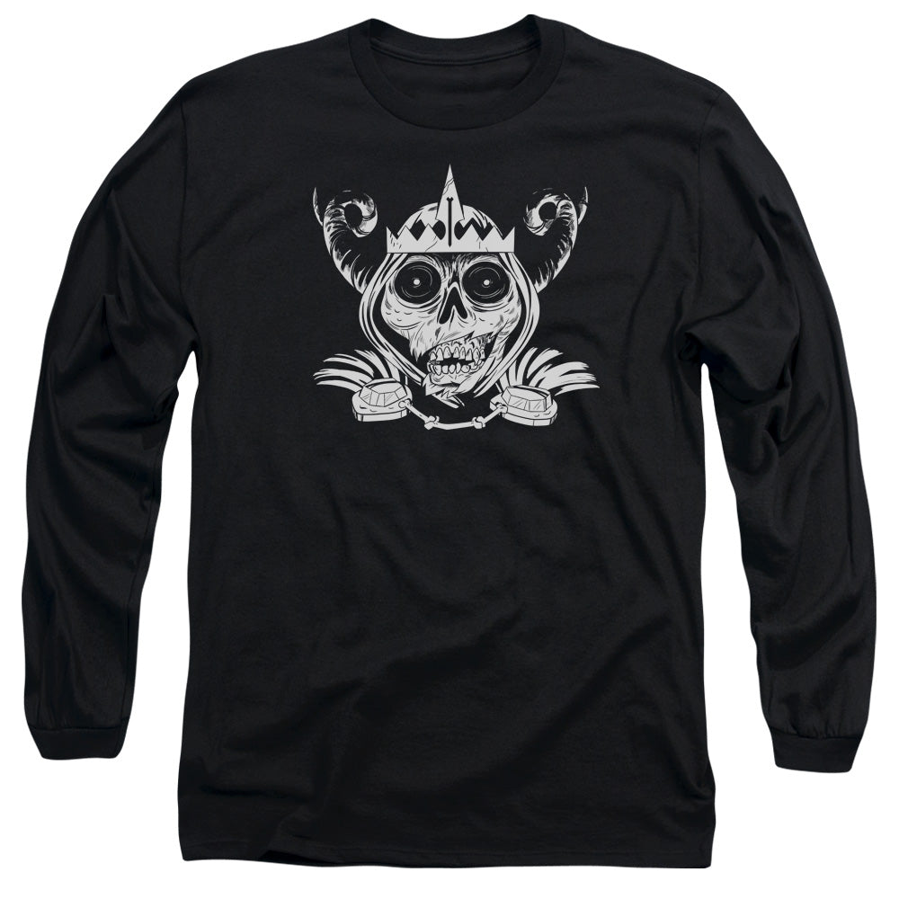 Adventure Time Skull Face Mens Long Sleeve Shirt Black Officially Licensed