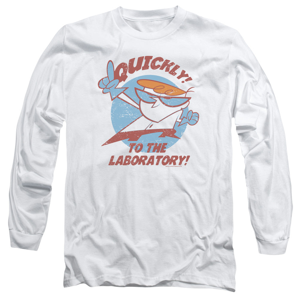 Dexters Laboratory Quickly Mens Long Sleeve Shirt White Officially Licensed