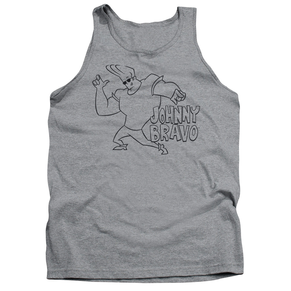 Johnny Bravo Jb Line Art Mens Tank Top Shirt Athletic Heather Officially Licensed