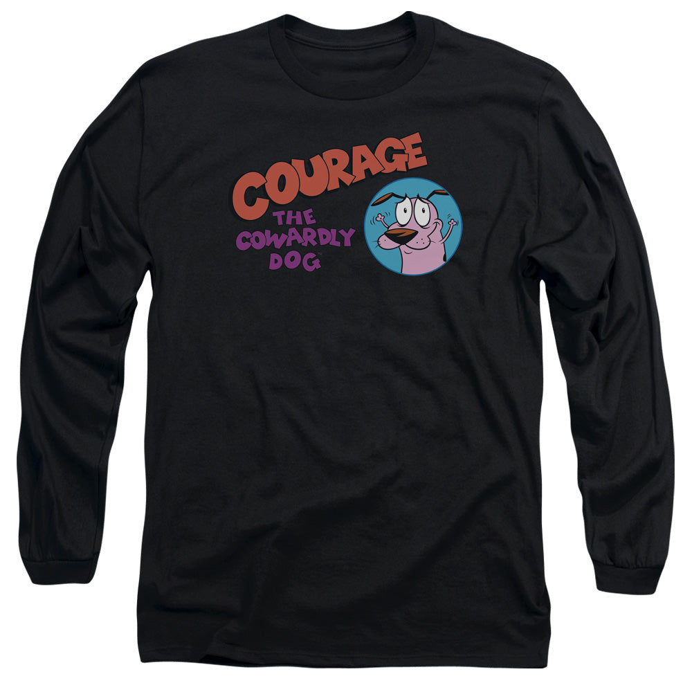 Courage The Cowardly Dog Courage Logo Mens Long Sleeve Shirt Black Officially Licensed Officially Licensed