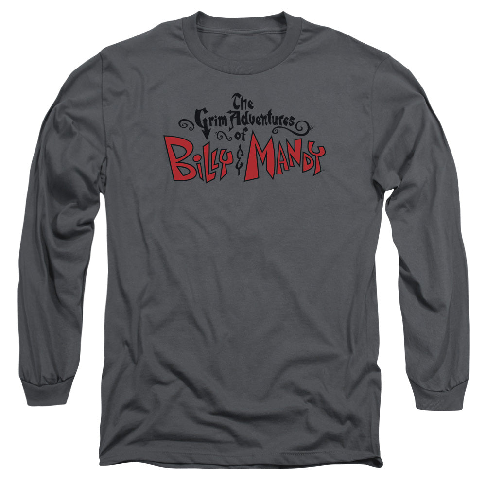 Grim Adventures Of Billy And Mandy Grim Logo Mens Long Sleeve Shirt Charcoal Officially Licensed
