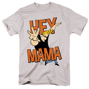 Johnny Bravo Hey Mama Mens T Shirt Silver