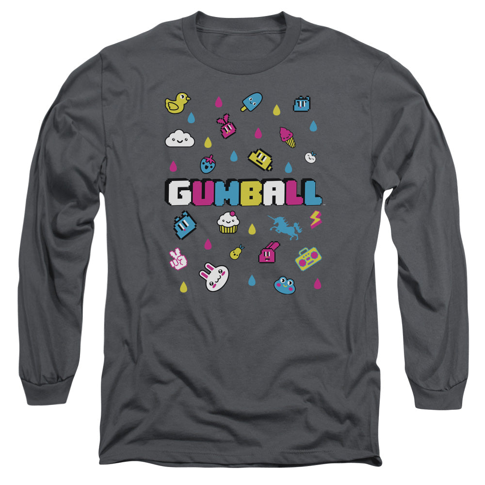Amazing World Of Gumball Fun Drops Mens Long Sleeve Shirt Charcoal Officially Licensed