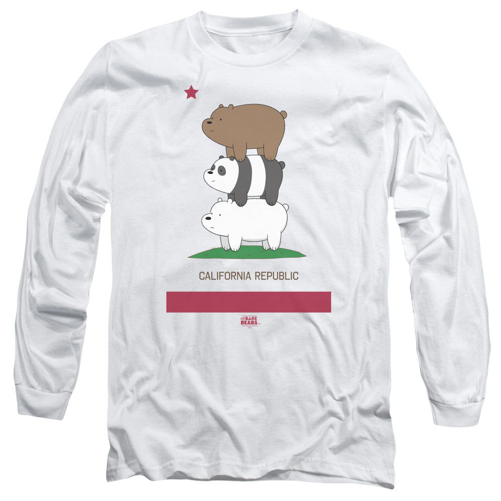 We Bare Bears Cali Stack Mens Long Sleeve Shirt White Officially Licensed