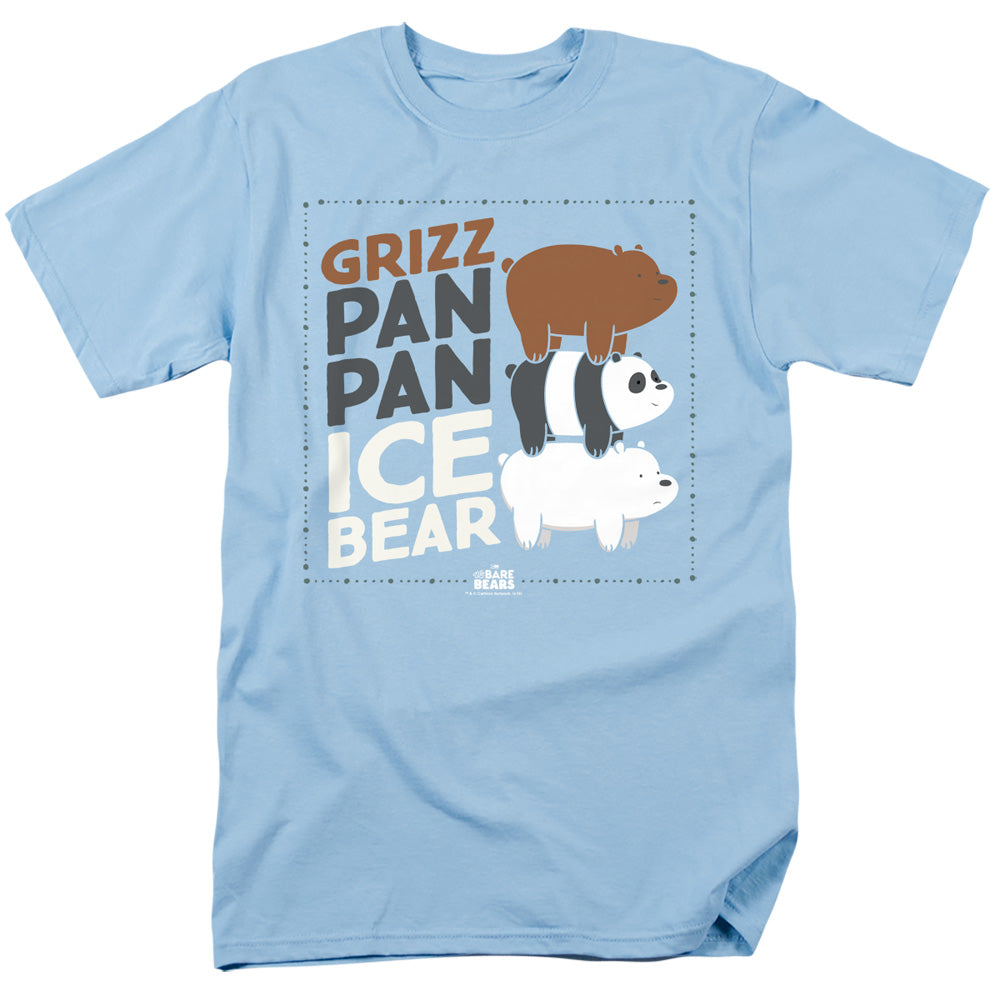 We Bare Bears Grizz Pan Pan Ice Bear Mens T Shirt Light Blue Officially Licensed
