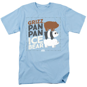 We Bare Bears Grizz Pan Pan Ice Bear Mens T Shirt Light Blue