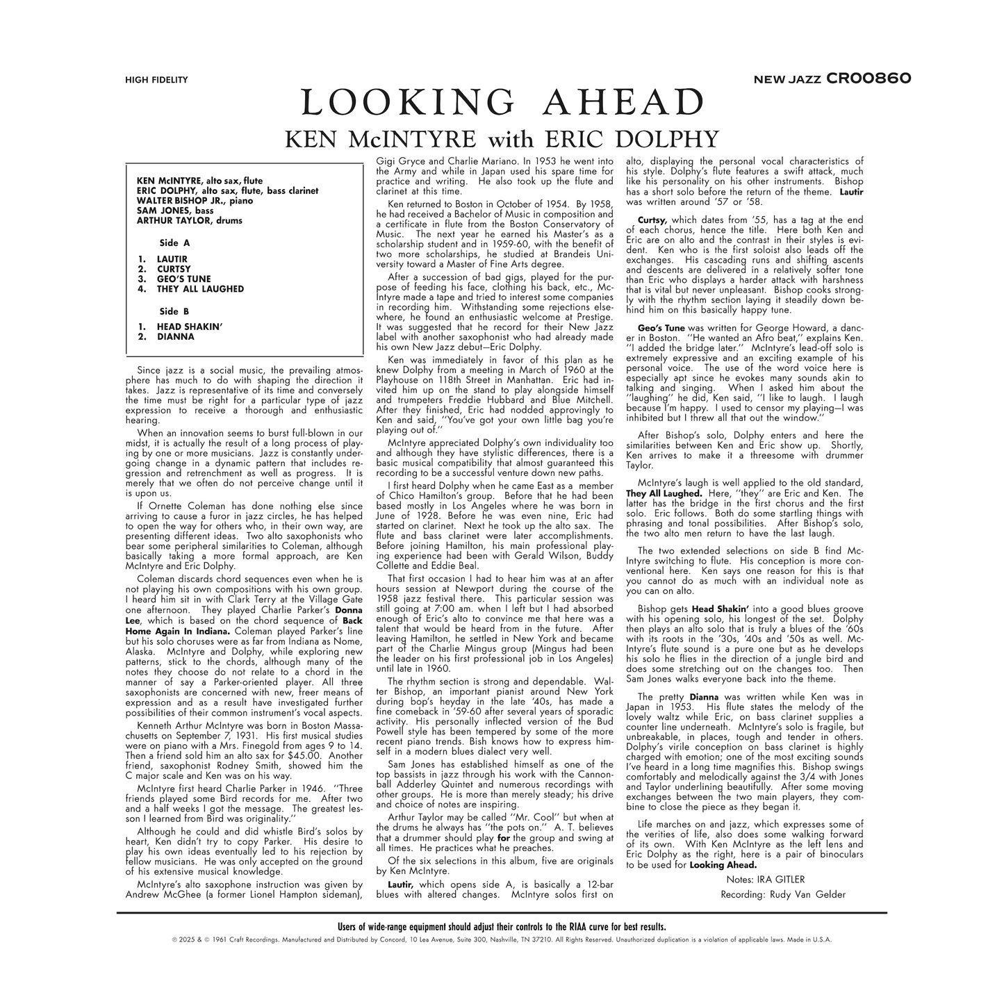 Looking Ahead (Original Jazz Classics Series) (180g LP) Vinyl Record