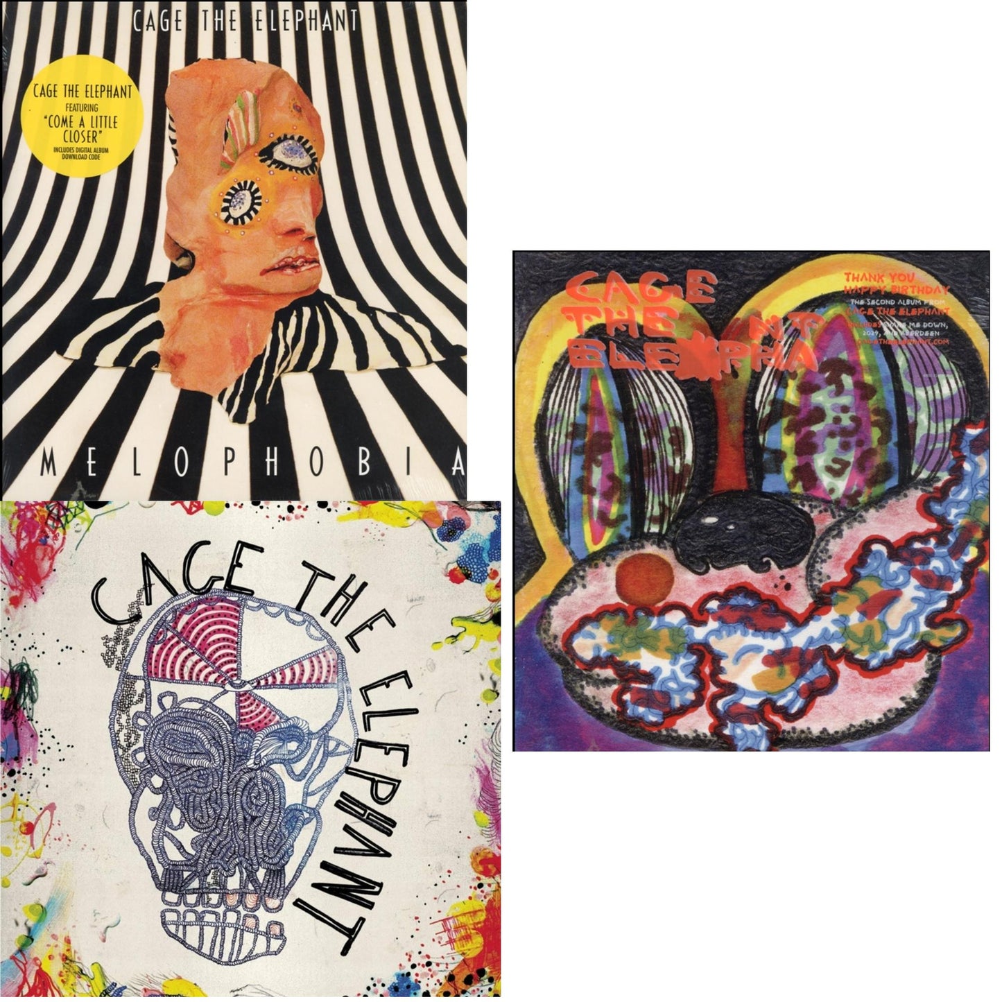 Cage The Elephant - Cage The Elephant (180G) & Thank You Happy Birthday & Melophobia (180G/Dl Card) - LP Vinyl Bundle
