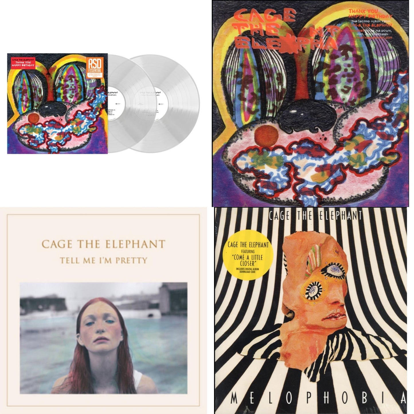 Cage The Elephant - Thank You Happy Birthday (2LP/Utra Clear Vinyl) (Rsd Esstenial) & Thank You Happy Birthday & Tell Me I'm Pretty (180G/Dl Card/Gatefold) & Melophobia (180G/Dl Card)