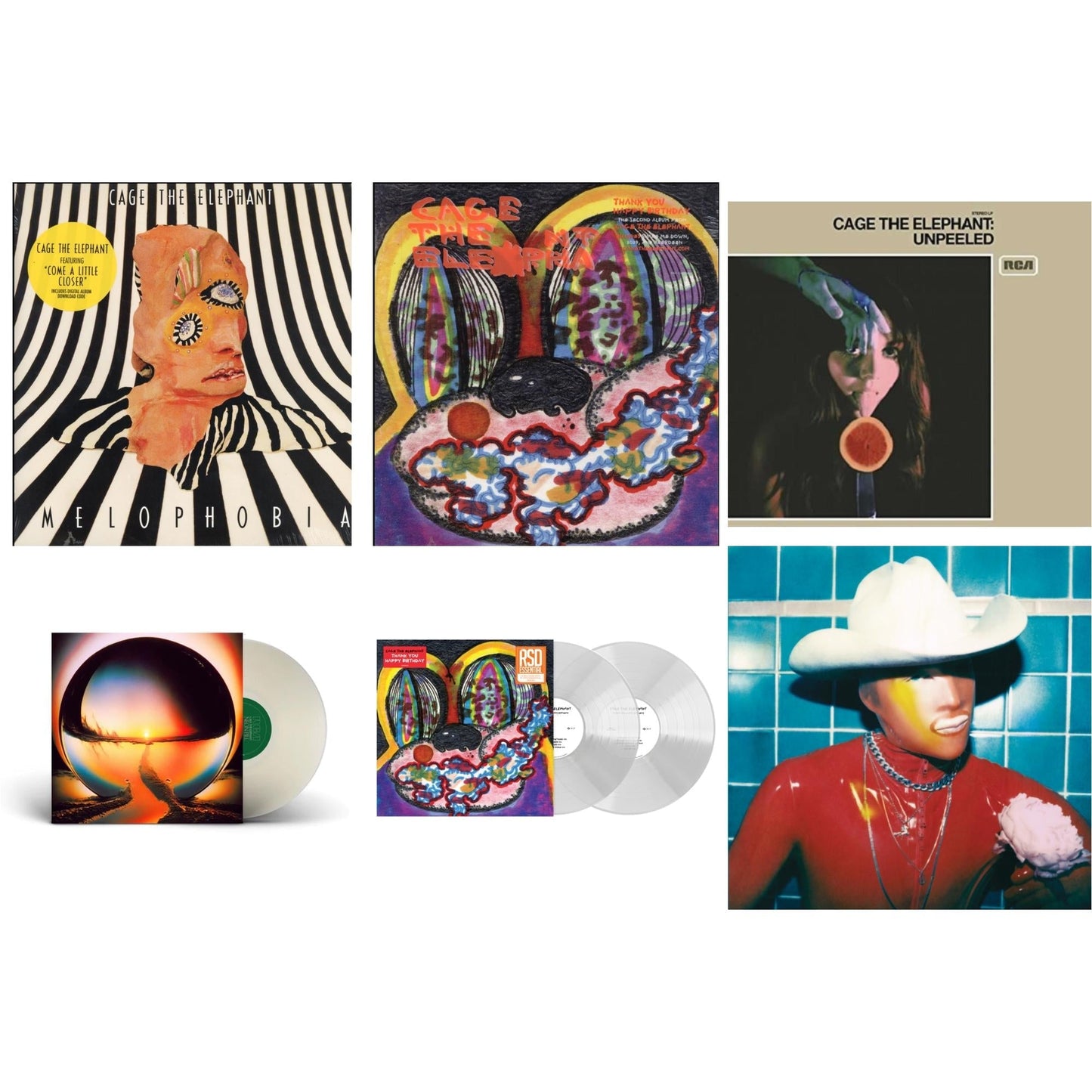 Cage The Elephant - Social Cues (140G/Dl Insert) & Thank You Happy Birthday (2LP/Utra Clear Vinyl) (Rsd Esstenial) & Neon Pill (Milky Clear LP Vinyl) (I) & Thank You Happy Birthday & Melophobia (180G/Dl Card) & Unpeeled (2LP/140G/Gatefold)