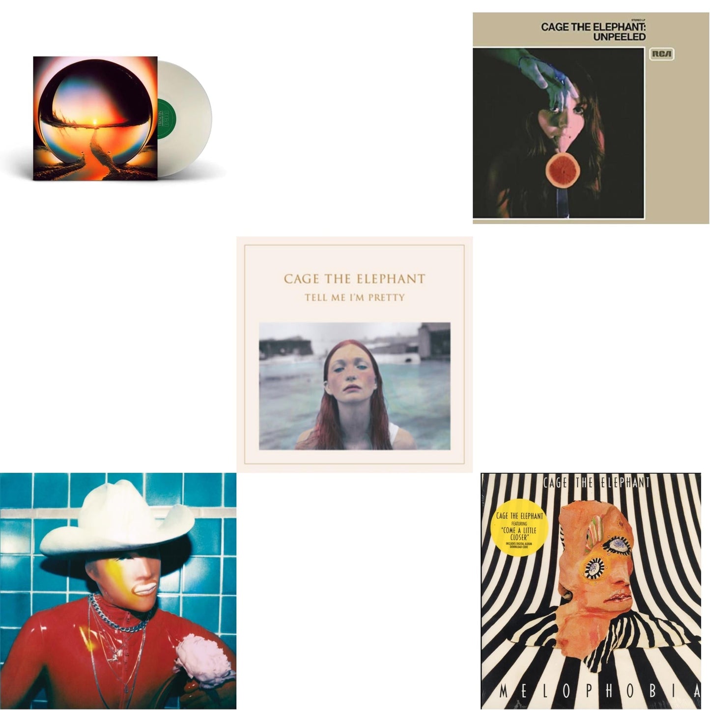 Cage The Elephant - Social Cues (140G/Dl Insert) & Neon Pill (Milky Clear LP Vinyl) (I) & Tell Me I'm Pretty (180G/Dl Card/Gatefold) & Melophobia (180G/Dl Card) & Unpeeled (2LP/140G/Gatefold)
