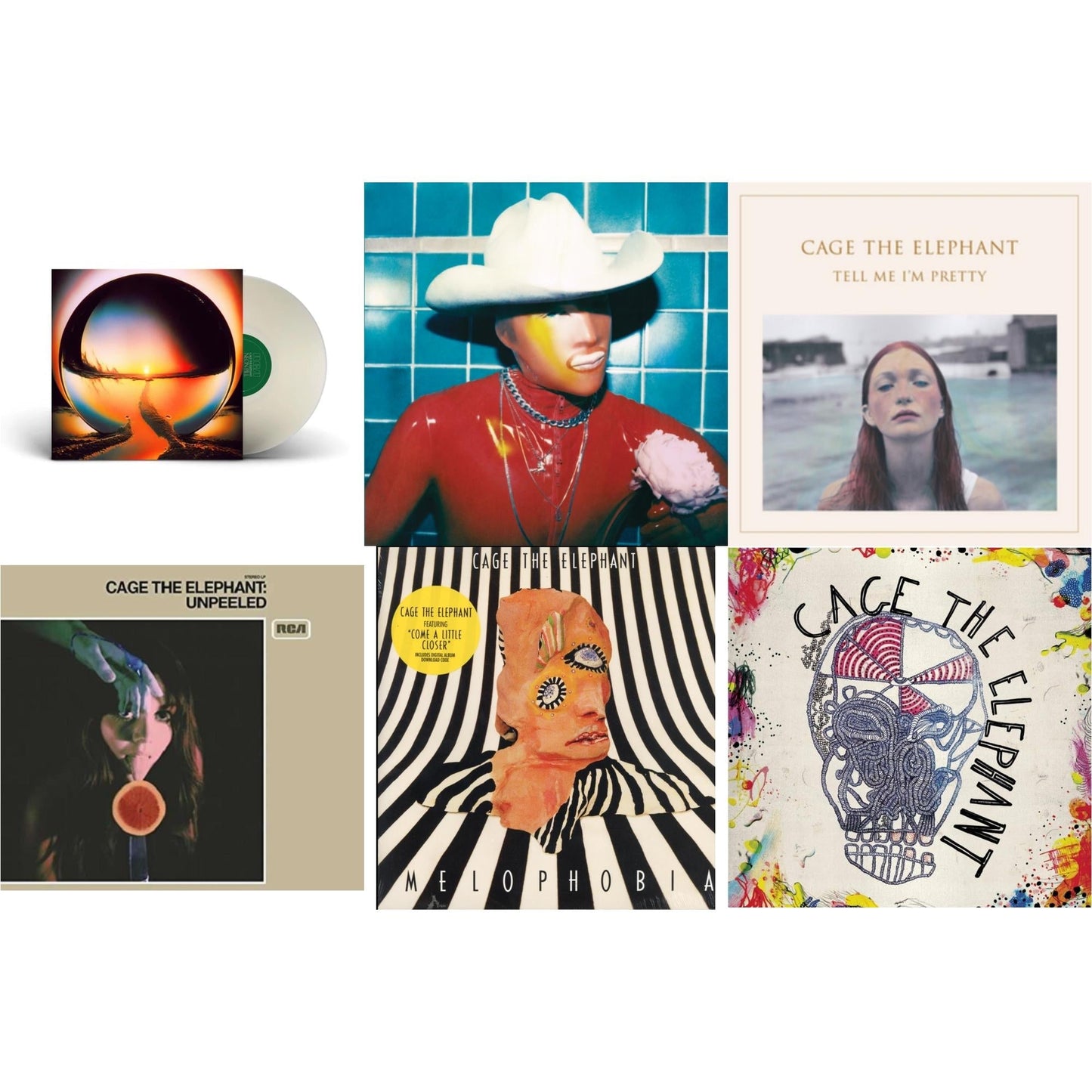 Cage The Elephant - Social Cues (140G/Dl Insert) & Neon Pill (Milky Clear LP Vinyl) (I) & Cage The Elephant (180G) & Tell Me I'm Pretty (180G/Dl Card/Gatefold) & Melophobia (180G/Dl Card) & Unpeeled (2LP/140G/Gatefold)