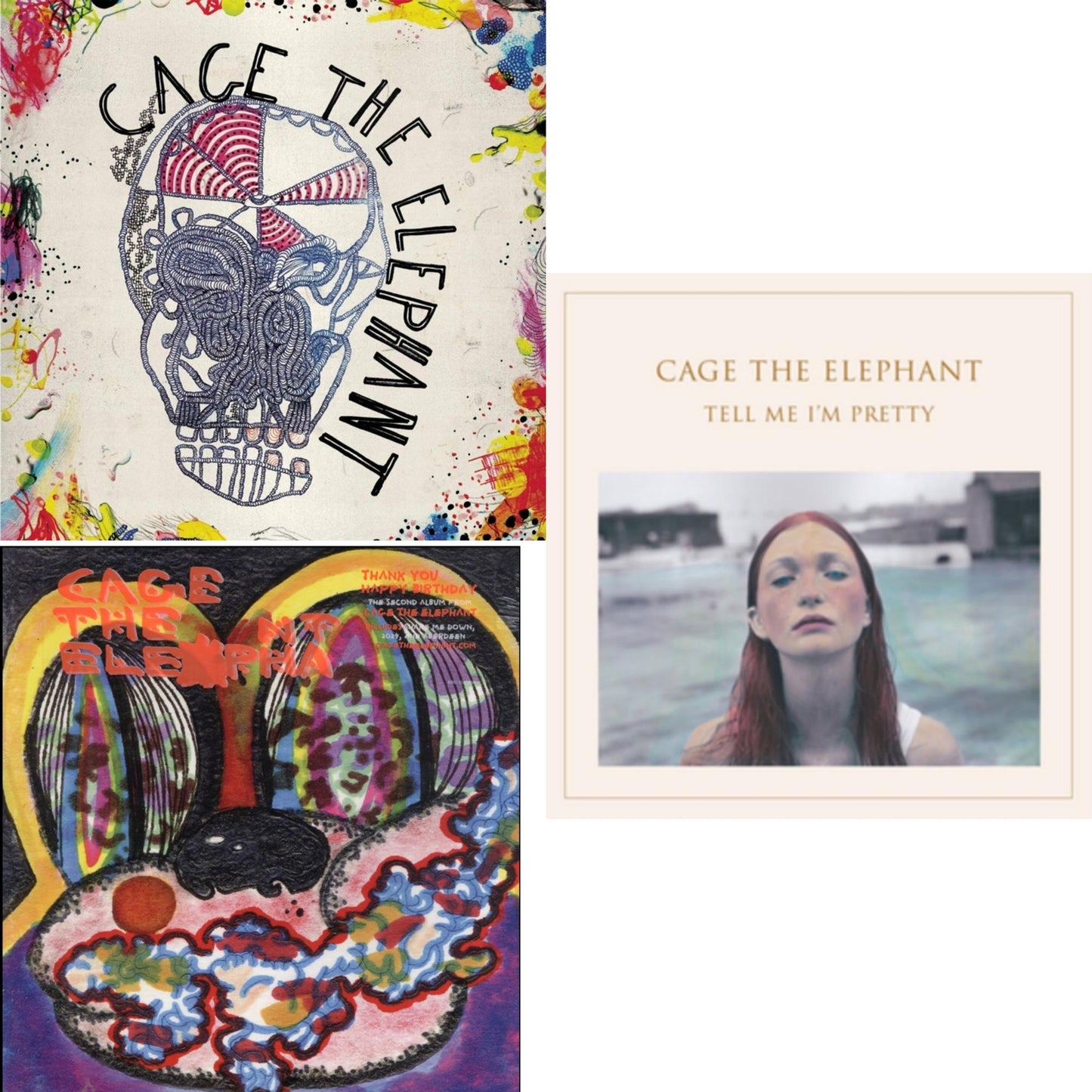 Cage The Elephant - Cage The Elephant (180G) & Thank You Happy Birthday & Tell Me I'm Pretty (180G/Dl Card/Gatefold) - LP Vinyl Bundle