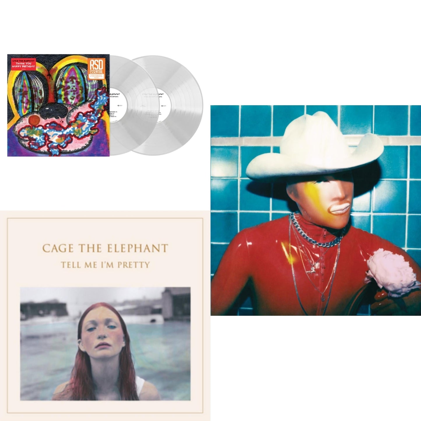Cage The Elephant - Social Cues (140G/Dl Insert) & Thank You Happy Birthday (2LP/Utra Clear Vinyl) (Rsd Esstenial) & Tell Me I'm Pretty (180G/Dl Card/Gatefold)