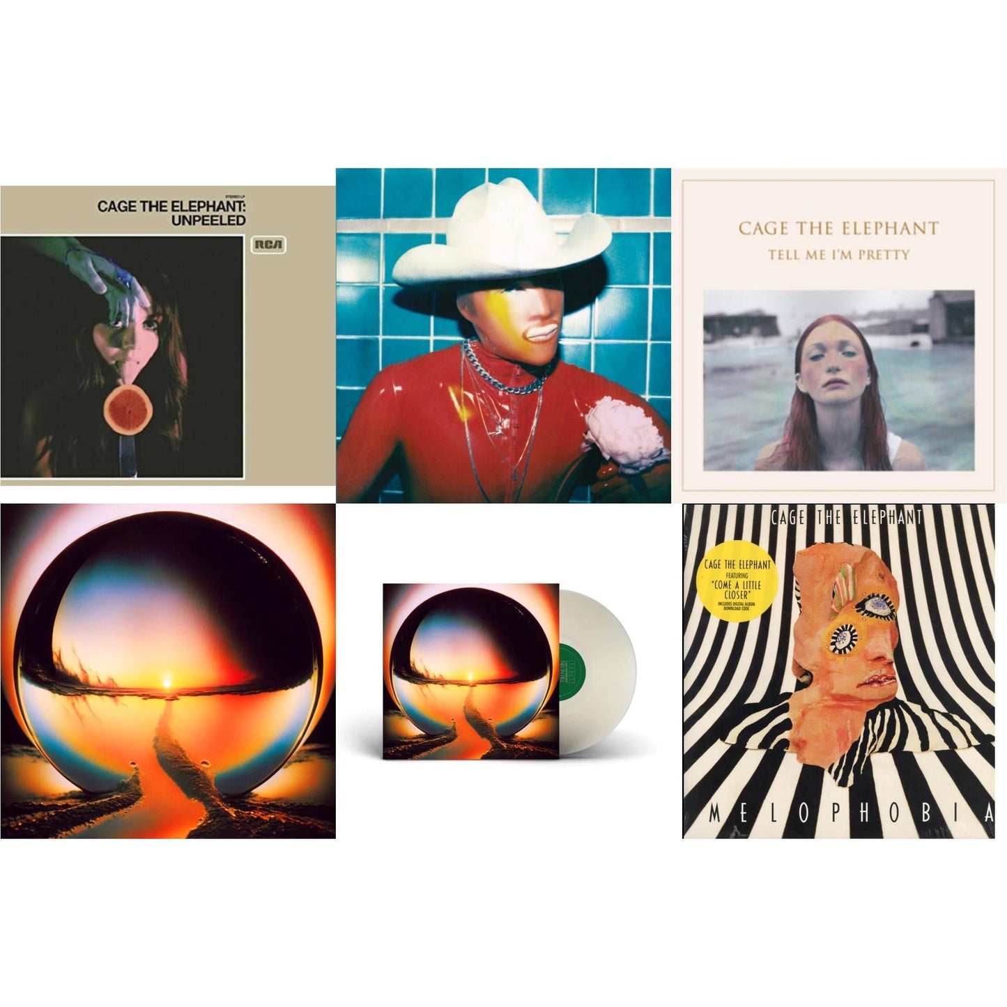 Cage The Elephant - Social Cues (140G/Dl Insert) & Neon Pill & Neon Pill (Milky Clear LP Vinyl) (I) & Tell Me I'm Pretty (180G/Dl Card/Gatefold) & Melophobia (180G/Dl Card) & Unpeeled (2LP/140G/Gatefold)