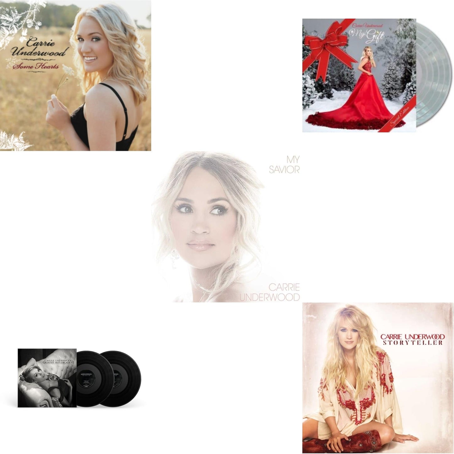 Carrie Underwood - Some Hearts (2LP) & Greatest Hits: Decade #1 (2LP) & My Savior (White Vinyl/2LP) & My Gift (Special Edition) (Crystal Clear Vinyl/2LP) & Storyteller (2LP/150G/Gatefold)