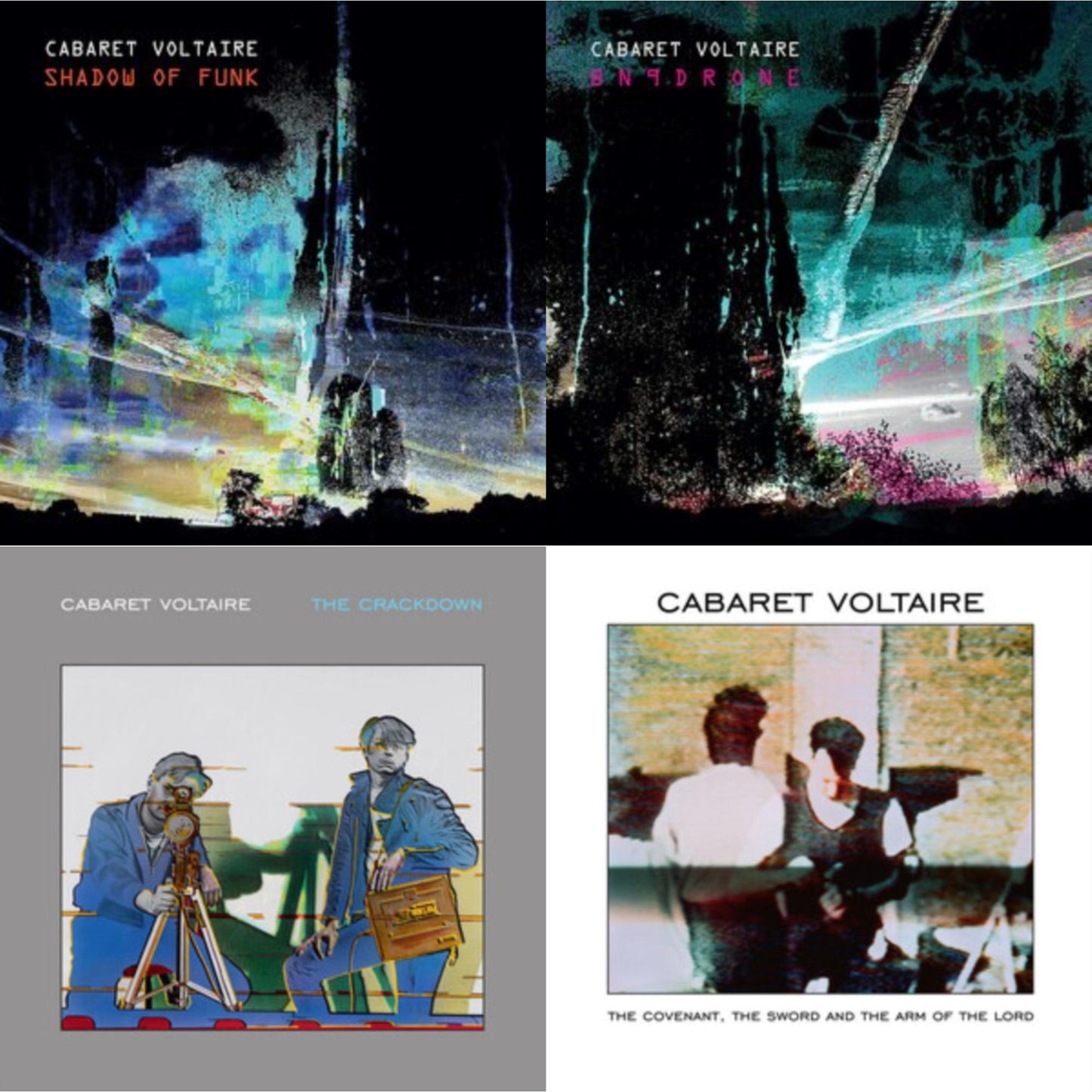 Cabaret Voltaire - Shadow Of Funk & Bn9drone (Limited Edition/White LP Vinyl) & Crackdown (Limited Edition/Grey LP Vinyl) & Covenant, The Sword & The Arm Of The Lord (Limited Edition/White LP Vinyl)