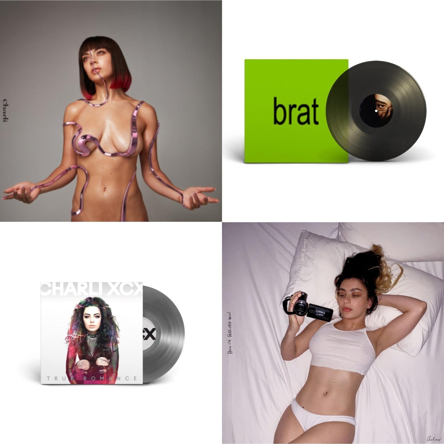 Charli Xcx - Charli Charli (2LP) & Brat (Black Ice LP Vinyl) & True Romance Original Angels Repress & How I'm Feeling Now (Clear LP Vinyl)