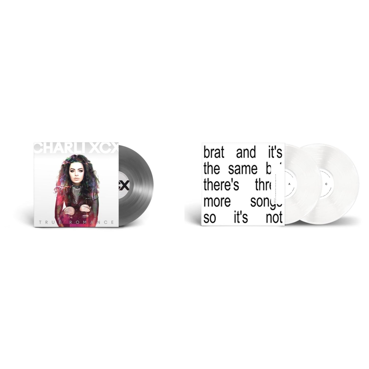 Charli Xcx - Brat & It's The Same But There's Three More Songs So It's Not (2LP/White Vinyl) & True Romance Original Angels Repress