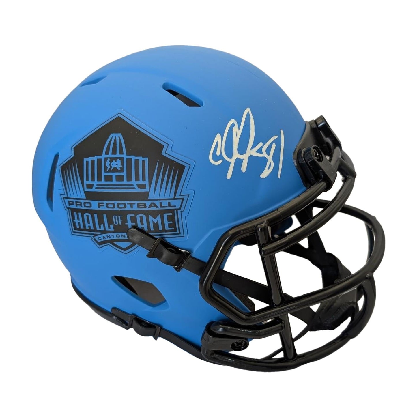 Calvin Johnson Autographed Hall Of Fame Rave Riddell Mini Helmet