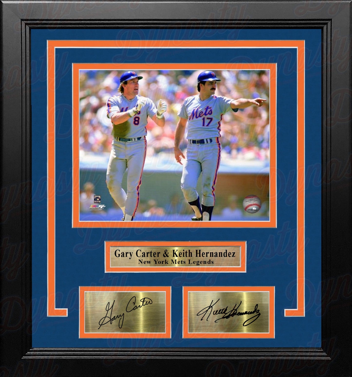 Gary Carter & Keith Hernandez in Action New York Mets 8" x 10" Framed Photo with Engraved Autographs