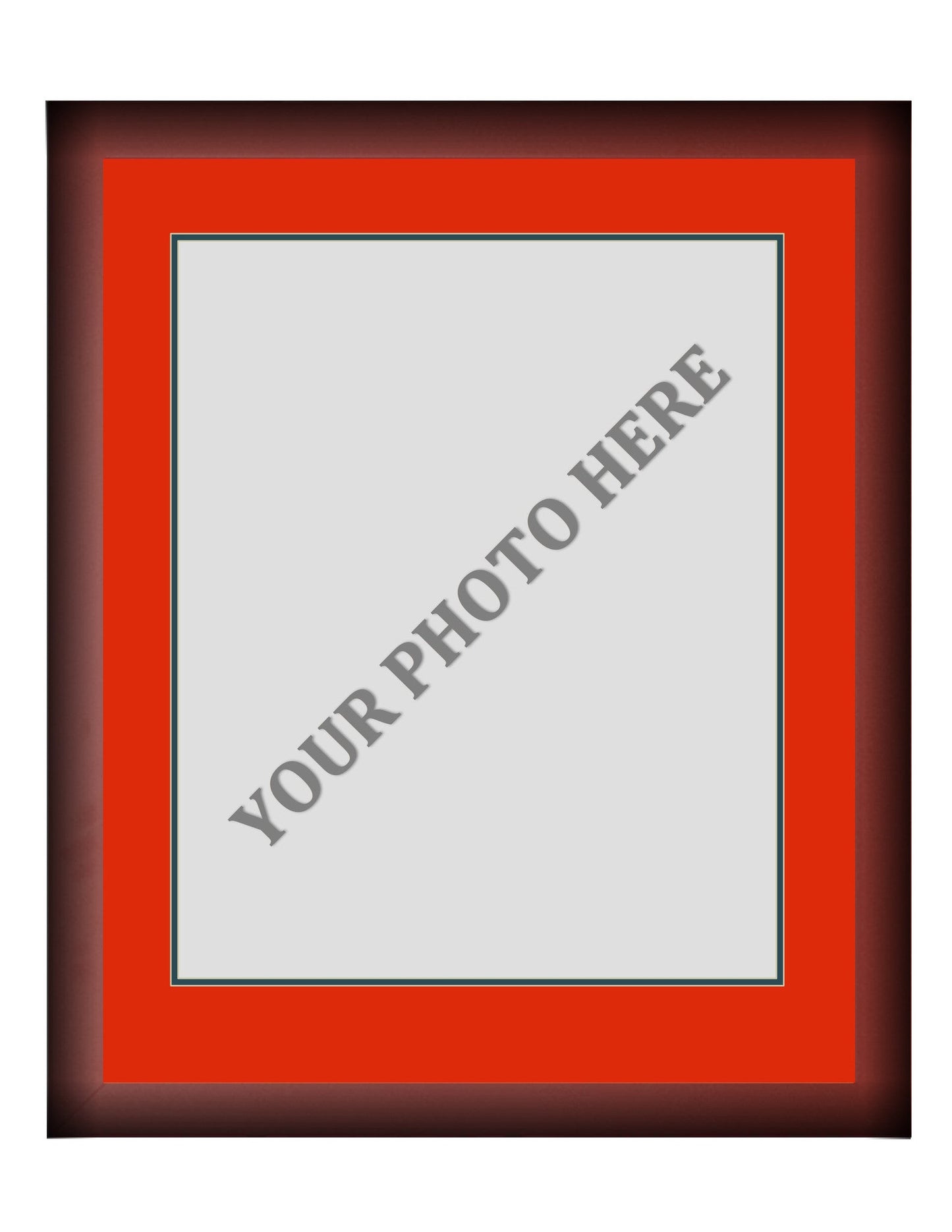 Frame Kit - Cherry Wood Frame | Red Matting | Dark Green Trim