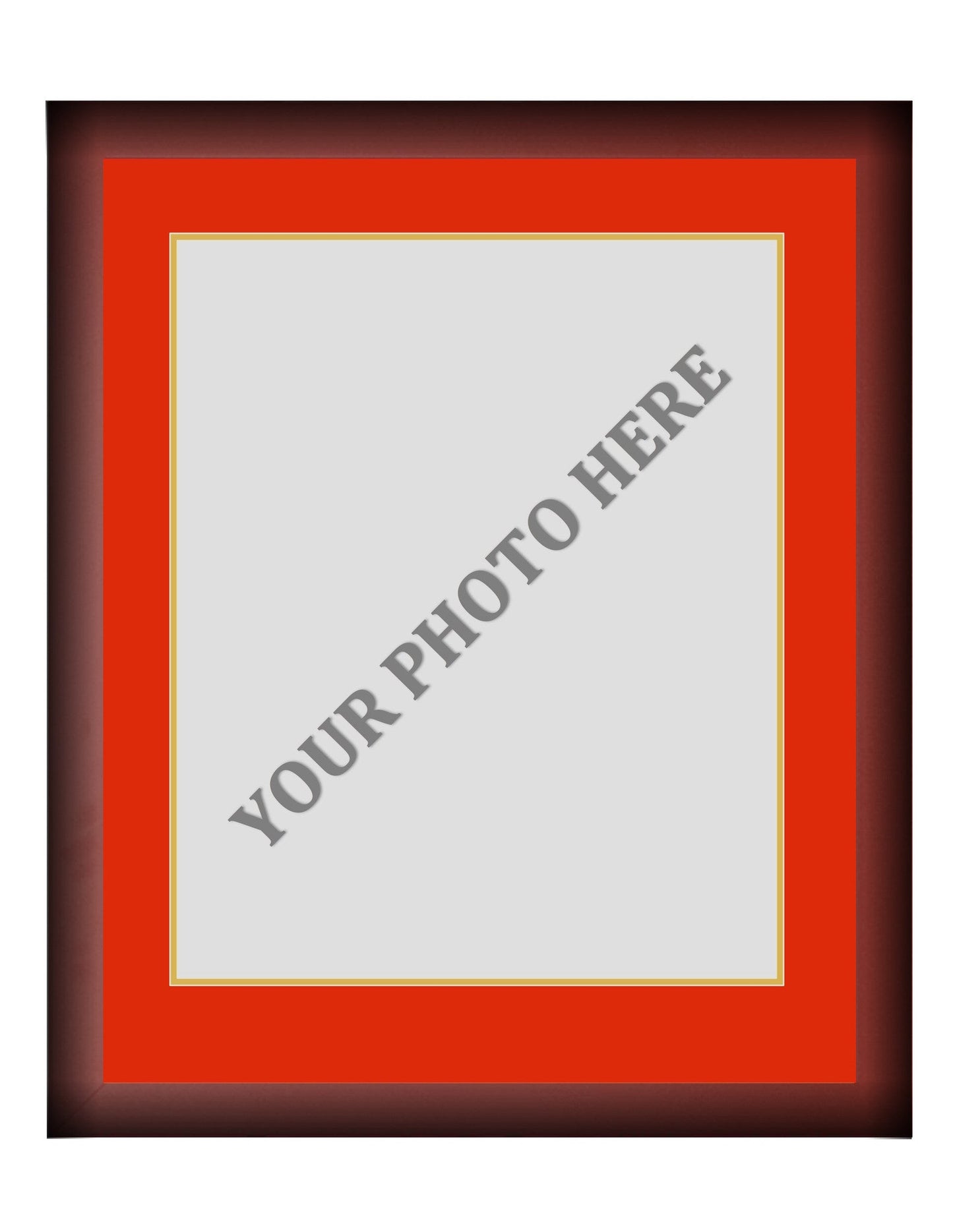Frame Kit - Cherry Wood Frame | Red Matting | Gold Trim