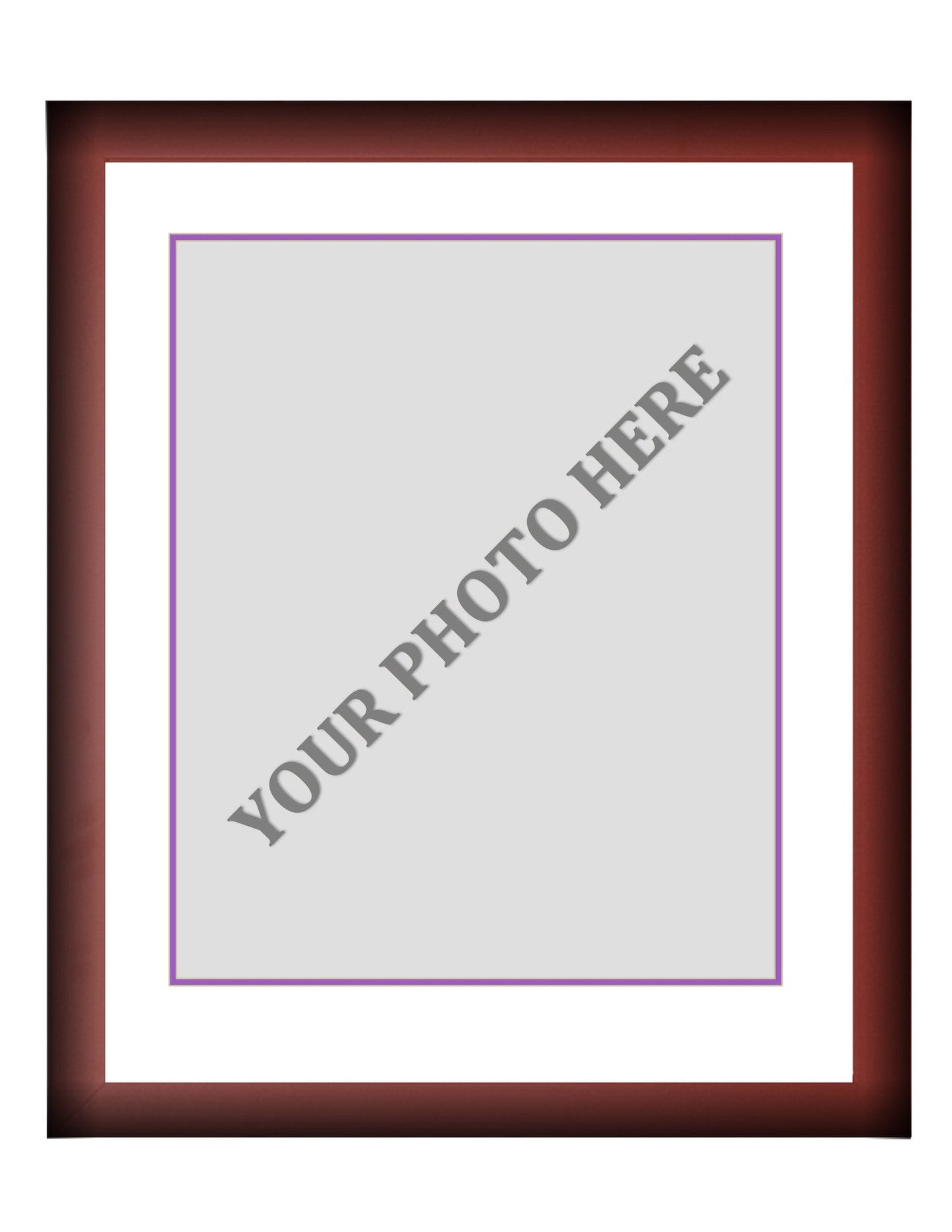 Frame Kit - Cherry Wood Frame | White Matting | Purple Trim