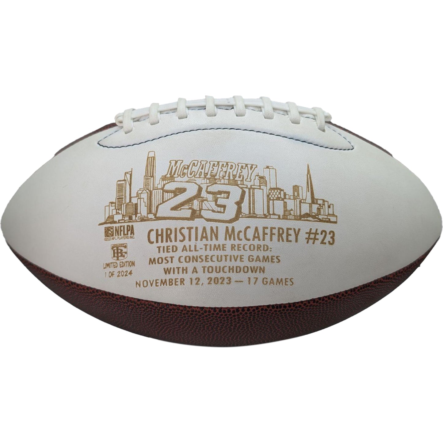 Christian McCaffrey Rushing Champion & TD Record Laser Engraved Football