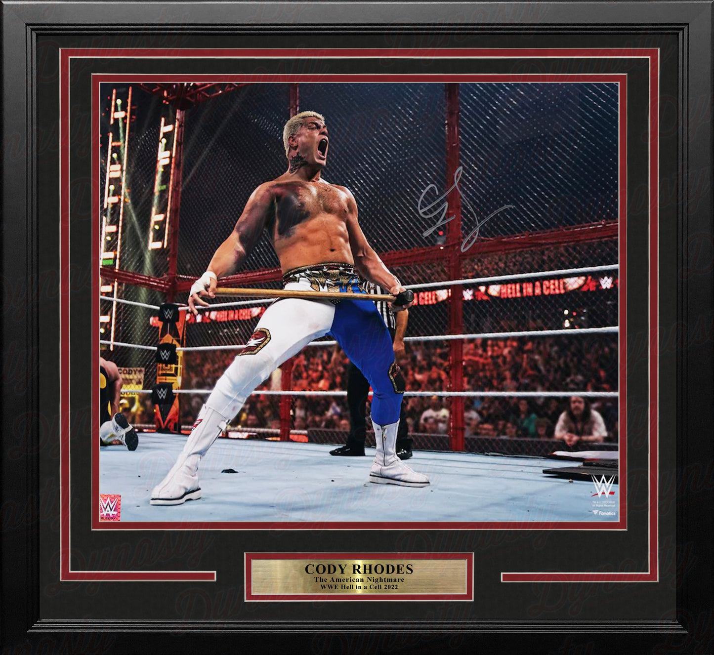 Cody Rhodes Hell in a Cell with a Sledgehammer Autographed 16" x 20" Framed Wrestling Photo