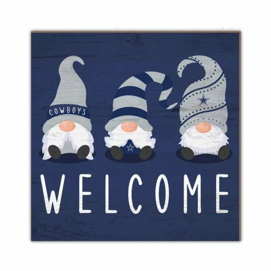 Dallas Cowboys Gnome 10" Welcome Wood Sign