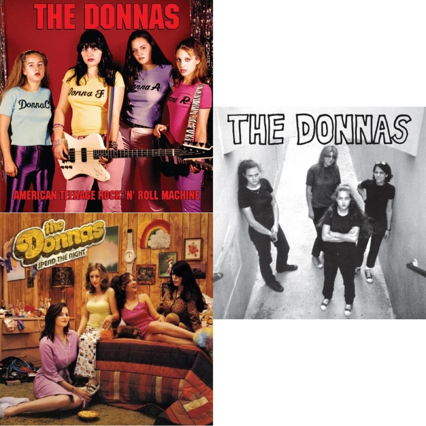 Donnas - Donnas (Natural With Black Swirl LP Vinyl) & American Teenage Rock 'N' Roll Machine (Fire Orange With Black Swirl LP Vinyl) & Spend The Night (Hot Pink LP Vinyl)