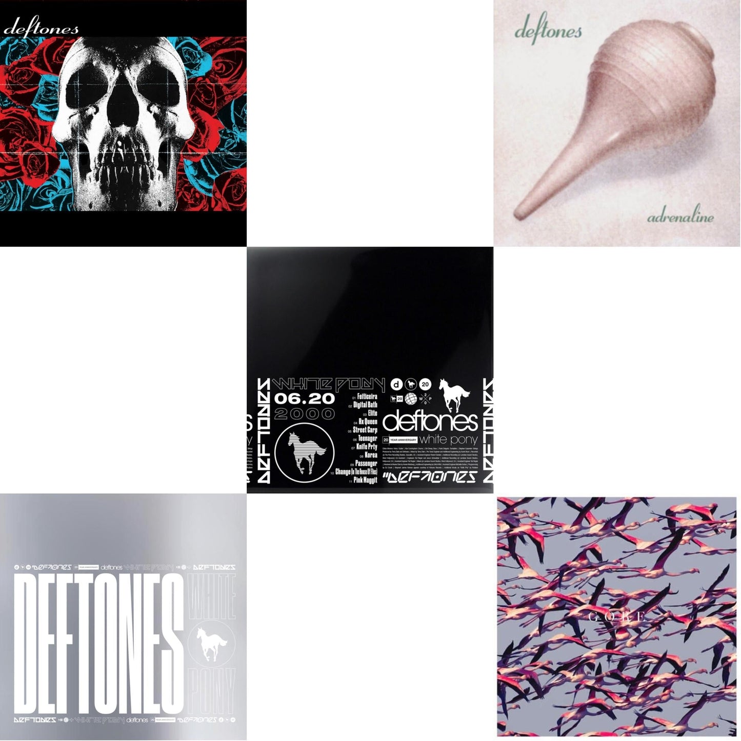 Deftones - Deftones (X) (20Th Anniversary/Ruby Red LP Vinyl) & White Pony (X) (20Th Anniversary Deluxe Edition/4LP) (I) & White Pony (X) (20Th Anniversary Deluxe Edition/Super Deluxe) & Gore (White LP Vinyl) & Adrenaline