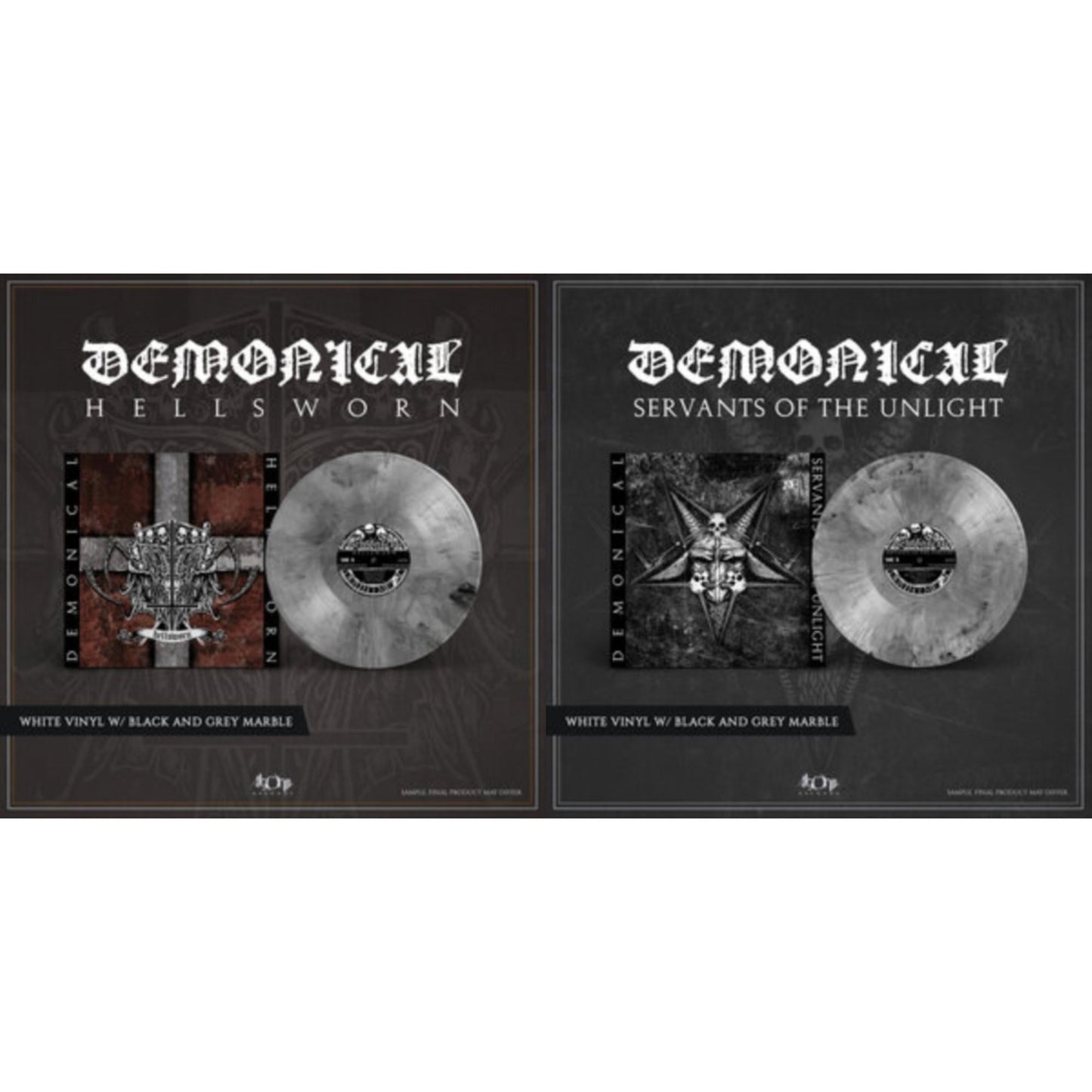 Demonical - Servants Of Unlight (Limited/White/Grey/Black Marbled LP Vinyl) & Hellsworn (Limited/White/Grey/Black Marbled LP Vinyl)