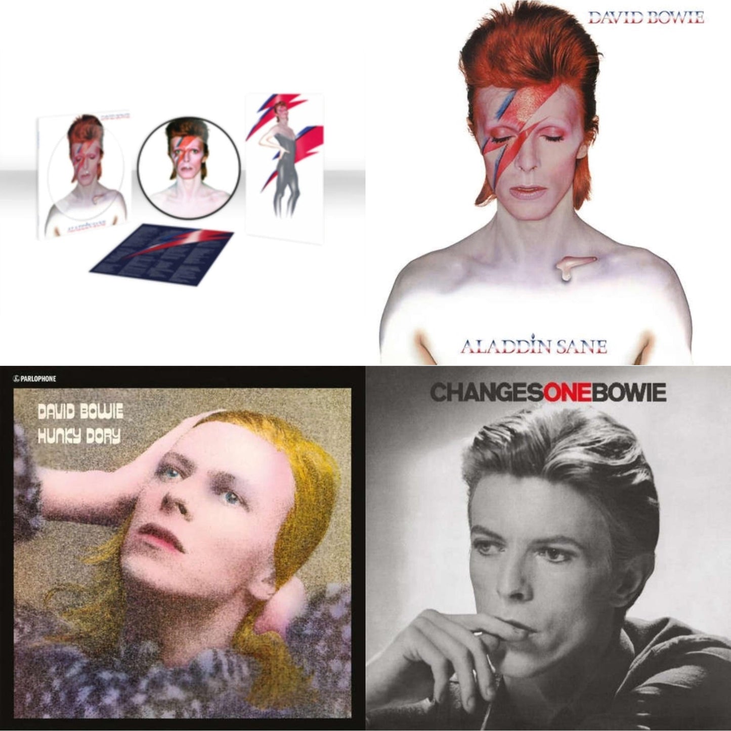 David Bowie - Changesonebowie (180G) & Aladdin Sane (2013 Remaster) (Picture Disc) & Aladdin Sane & Hunky Dory - LP Vinyl Bundle