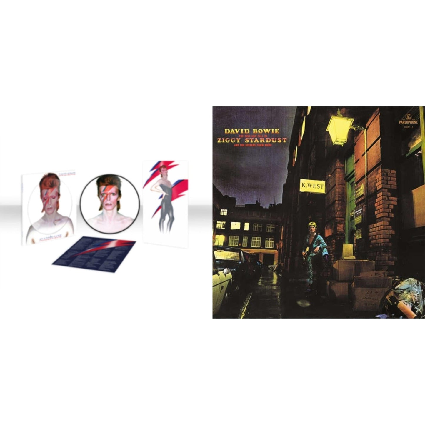 David Bowie - Aladdin Sane (2013 Remaster) (Picture Disc) & Rise & Fall Of Ziggy Stardust (2012 Remaster) - LP Vinyl Bundle