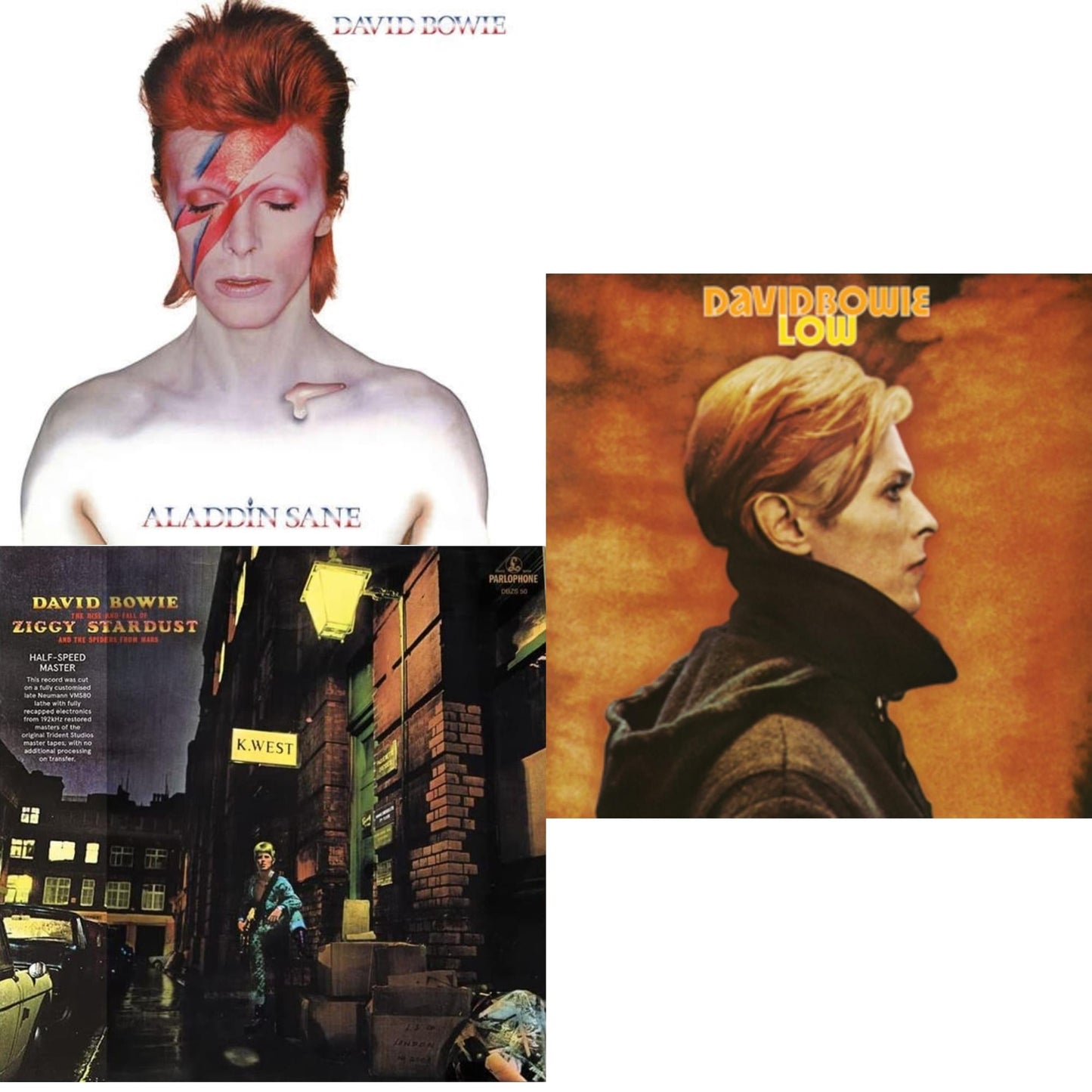 David Bowie - Low (2017 Remaster) & Rise & Fall Of Ziggy Stardust & The Spiders From Mars (2012 Remaster/Half-Speed Master) & Aladdin Sane - LP Vinyl Bundle