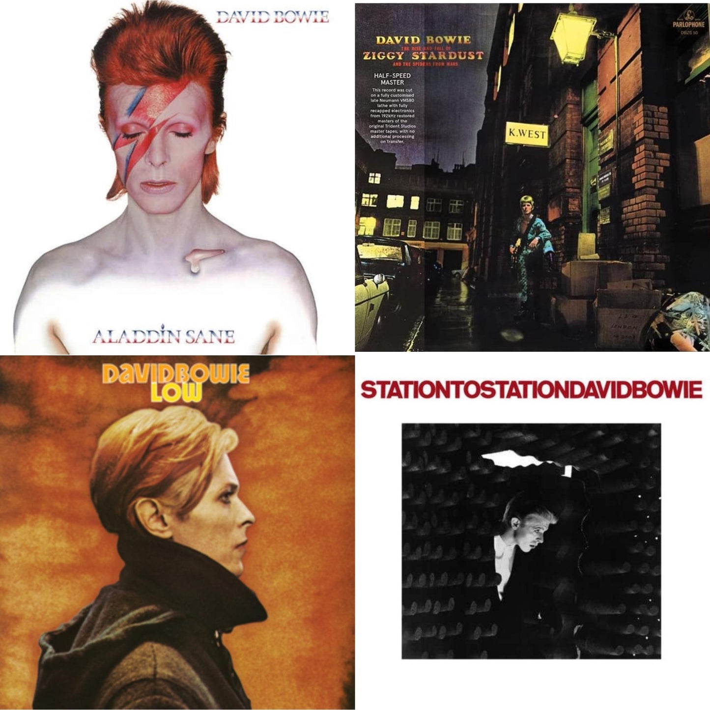 David Bowie - Low (2017 Remaster) & Station To Station (2016 Remastered Version) & Rise & Fall Of Ziggy Stardust & The Spiders From Mars (2012 Remaster/Half-Speed Master) & Aladdin Sane - LP Vinyl Bundle