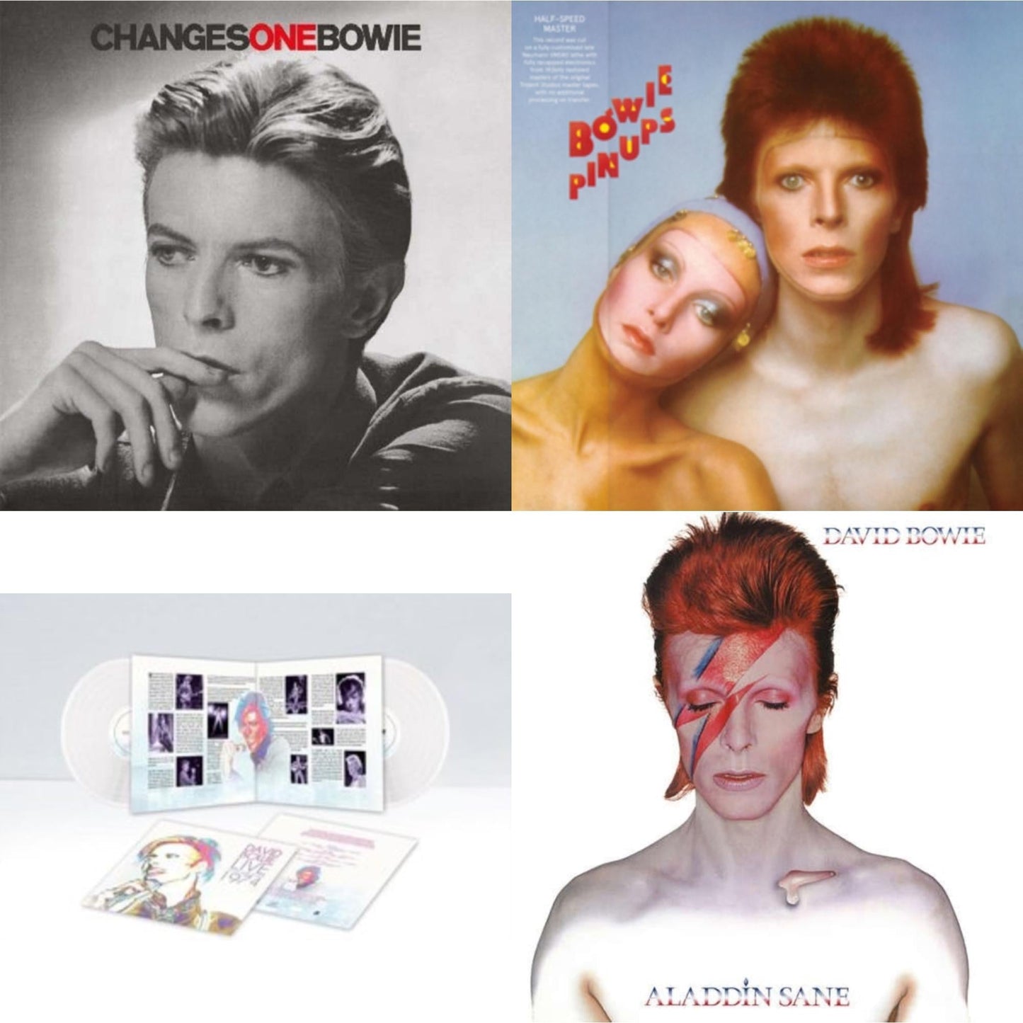 David Bowie - Changesonebowie (180G) & Live Los Angeles 1974 (White LP Vinyl/Limited) & Pinups (2015 Remaster) & Aladdin Sane