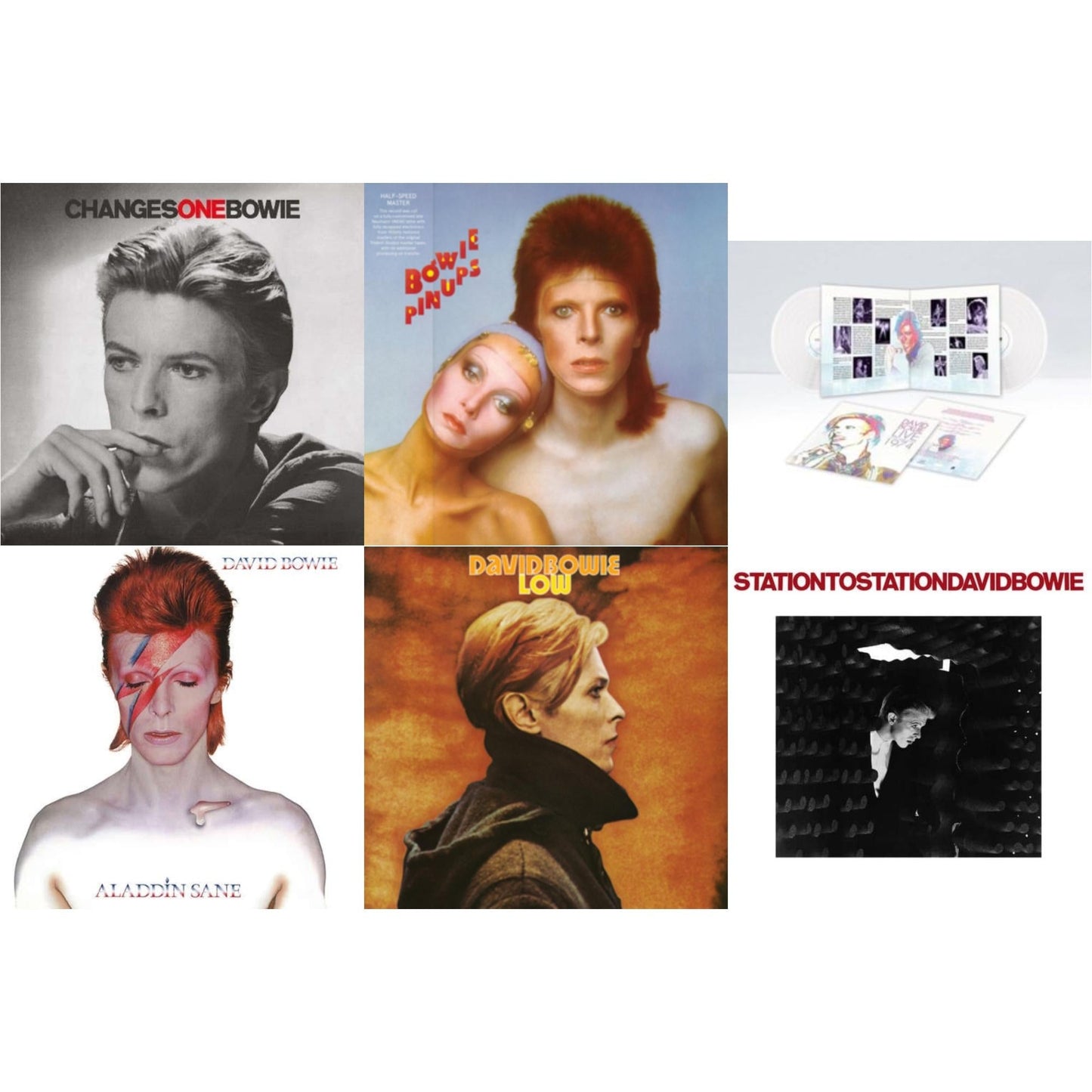 David Bowie - Low (2017 Remaster) & Station To Station (2016 Remastered Version) & Changesonebowie (180G) & Live Los Angeles 1974 (White LP Vinyl/Limited) & Pinups (2015 Remaster) & Aladdin Sane