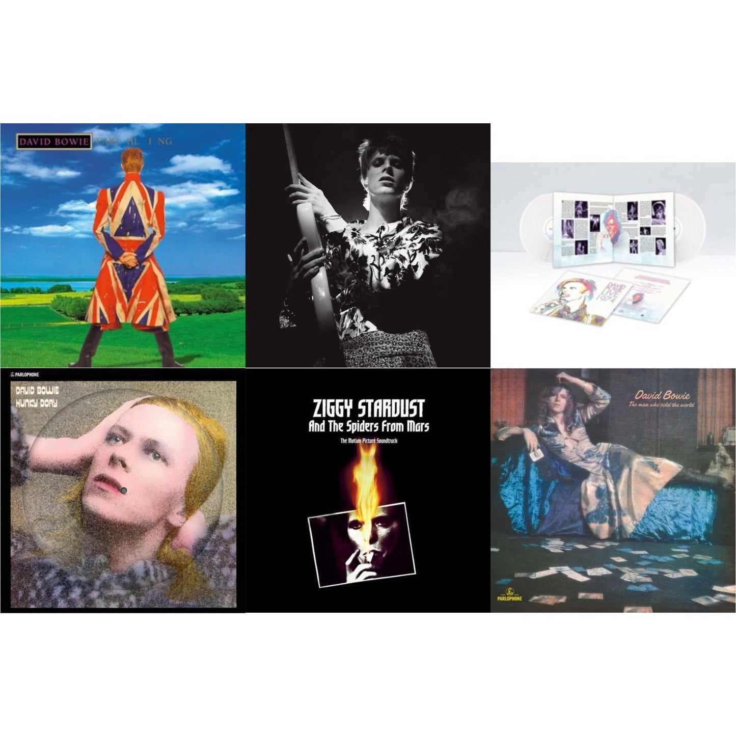 David Bowie - Earthling (2021 Remaster/2LP) & Hunky Dory (2015 Remaster/50Th Anniv/Picture Disc) & Live Los Angeles 1974 (White LP Vinyl/Limited) & Rock N Roll Star & Ziggy Stardust & The Spiders From Mars Ost (2LP) & Man Who Sold The World (2015
