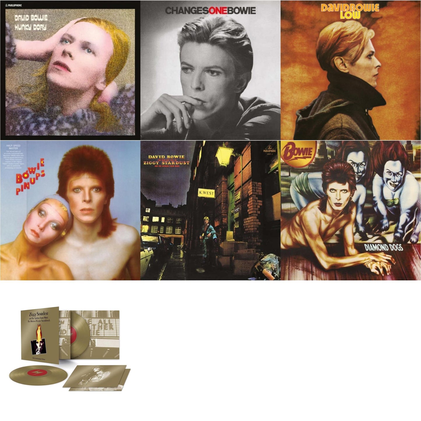 David Bowie - Low (2017 Remaster) & Diamond Dogs (2016 Remastered Version) & Changesonebowie (180G) & Pinups (2015 Remaster) & Ziggy Stardust & The Spiders From Mars Ost (50Th Anniversary/2LP) & Rise & Fall Of Ziggy Stardust (2012 Remaster) & Hunky