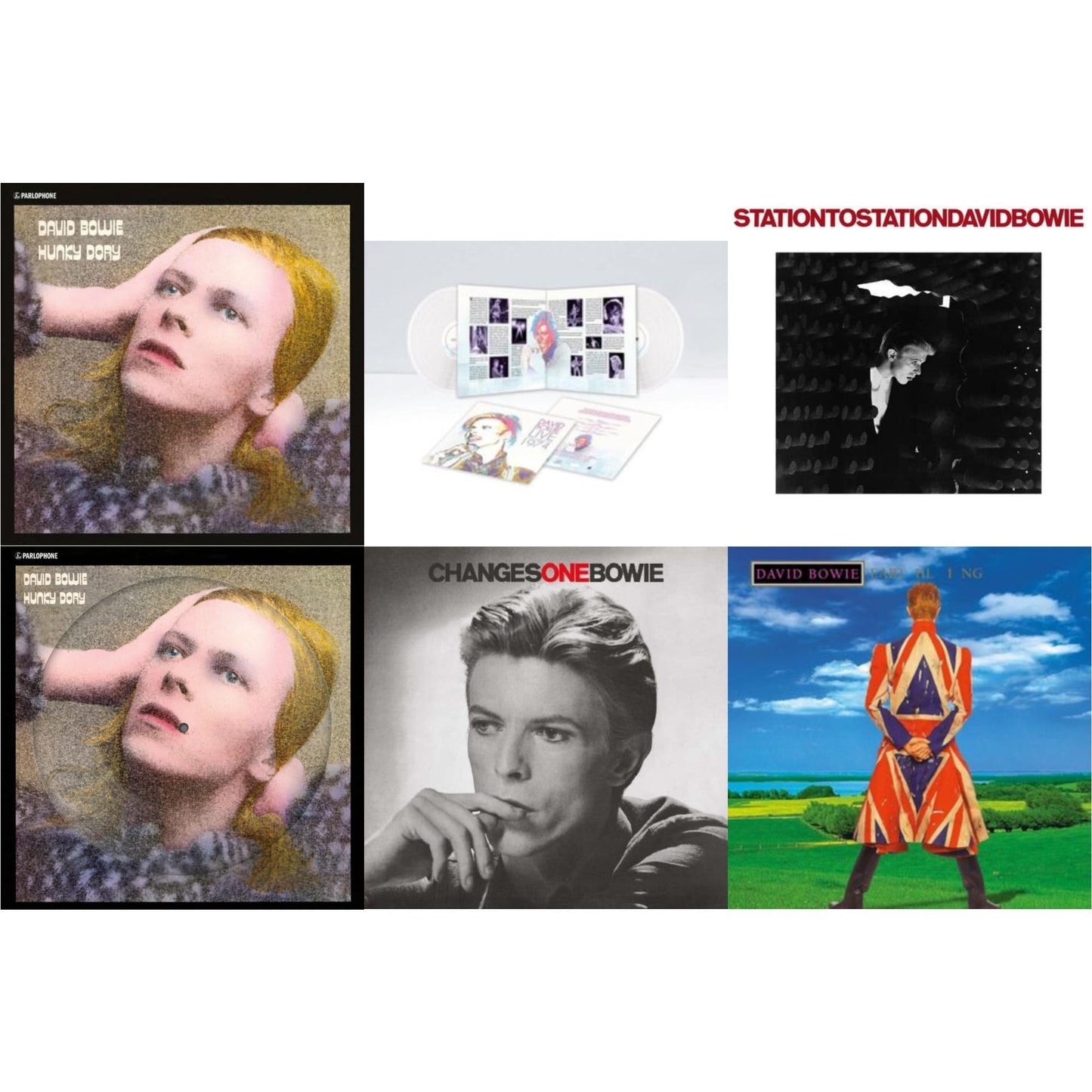 David Bowie - Earthling (2021 Remaster/2LP) & Station To Station (2016 Remastered Version) & Changesonebowie (180G) & Hunky Dory (2015 Remaster/50Th Anniv/Picture Disc) & Live Los Angeles 1974 (White LP Vinyl/Limited) & Hunky Dory