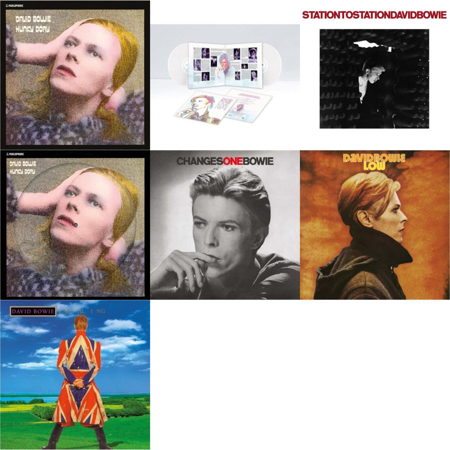 David Bowie - Earthling (2021 Remaster/2LP) & Low (2017 Remaster) & Station To Station (2016 Remastered Version) & Changesonebowie (180G) & Hunky Dory (2015 Remaster/50Th Anniv/Picture Disc) & Live Los Angeles 1974 (White LP Vinyl/Limited) & Hunky