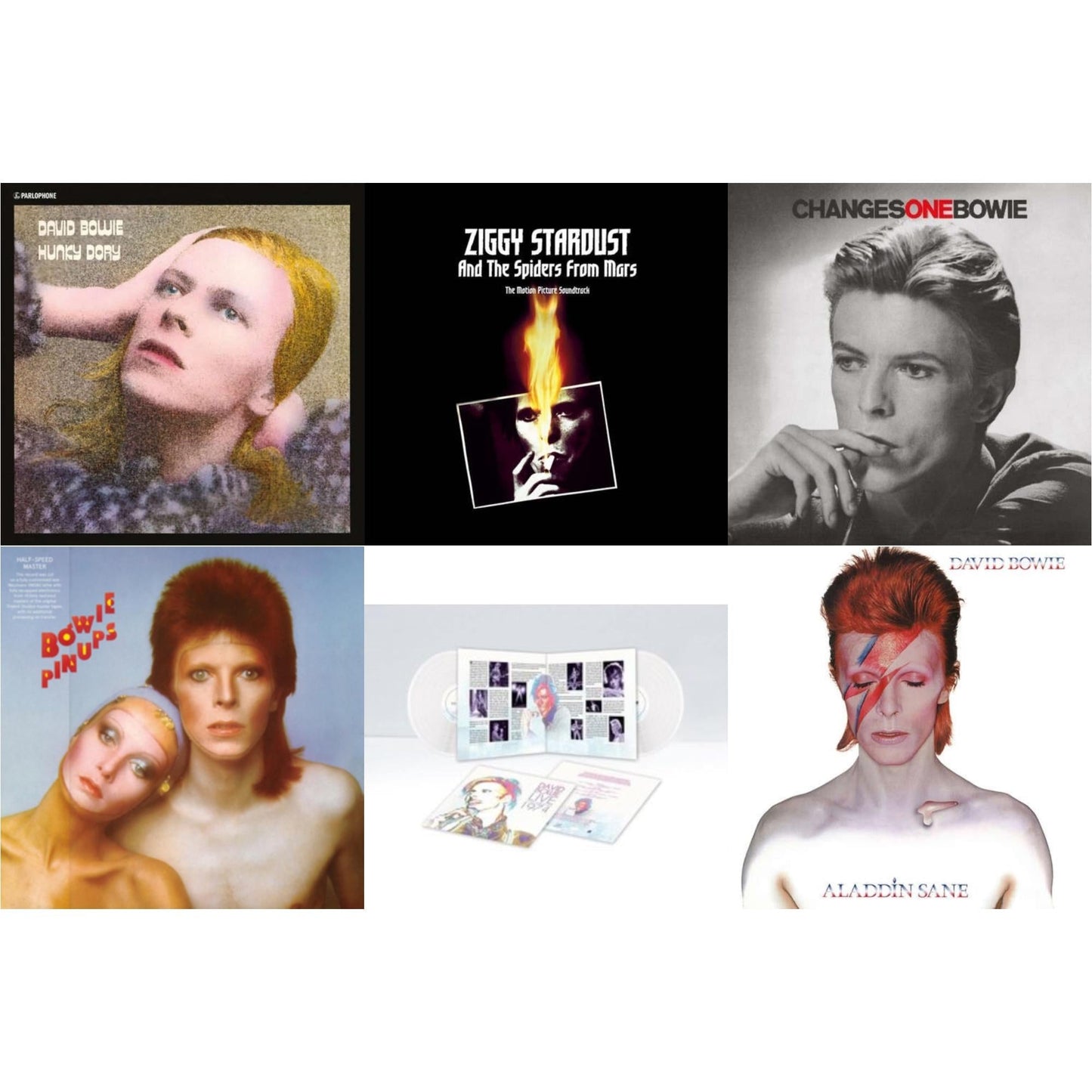 David Bowie - Changesonebowie (180G) & Live Los Angeles 1974 (White LP Vinyl/Limited) & Pinups (2015 Remaster) & Ziggy Stardust & The Spiders From Mars Ost (2LP) & Aladdin Sane & Hunky Dory