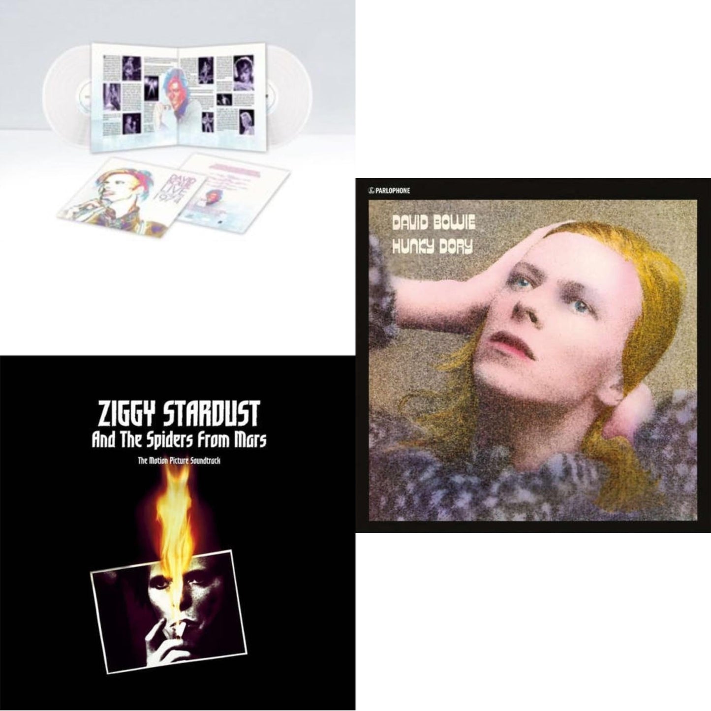 David Bowie - Live Los Angeles 1974 (White LP Vinyl/Limited) & Ziggy Stardust & The Spiders From Mars Ost (2LP) & Hunky Dory