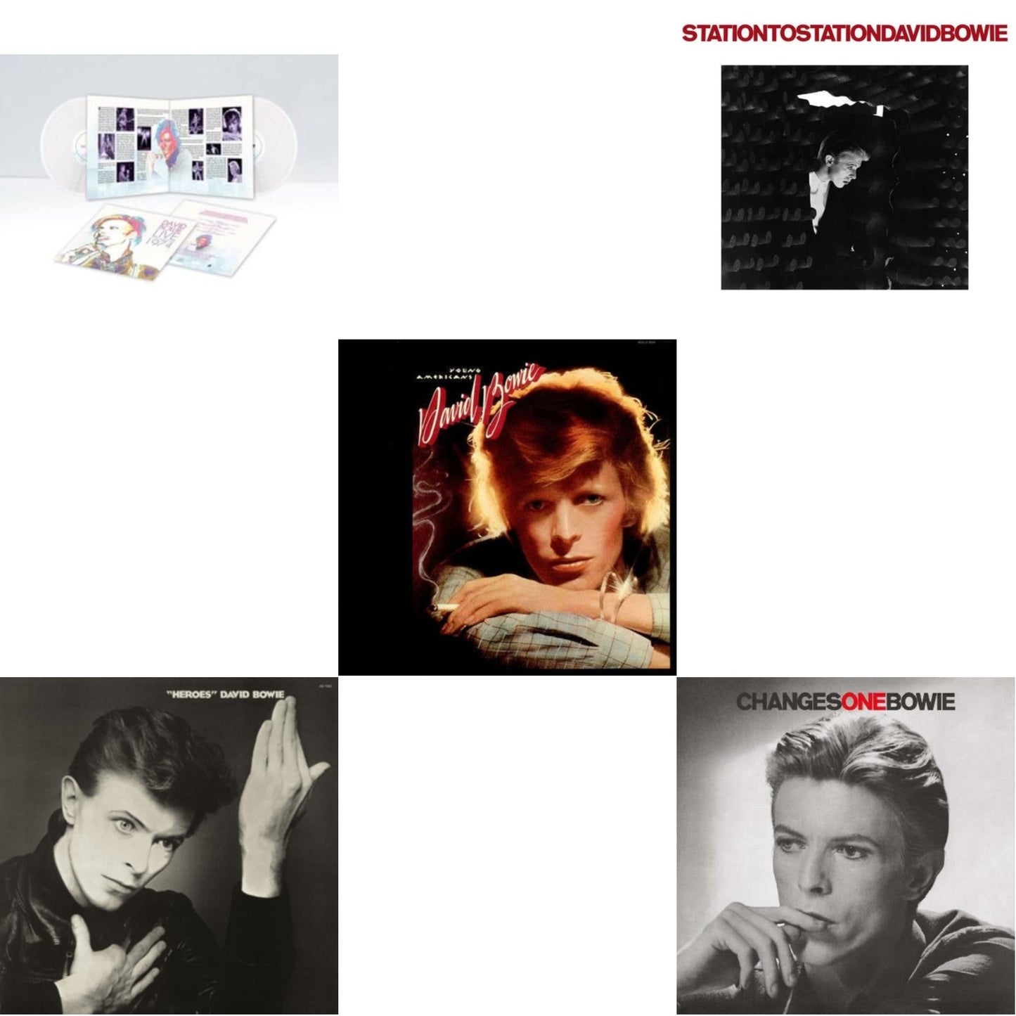 David Bowie - Heroes (2017 Remaster) & Station To Station (2016 Remastered Version) & Young Americans (2016 Remastered Version) & Changesonebowie (180G) & Live Los Angeles 1974 (White LP Vinyl/Limited)